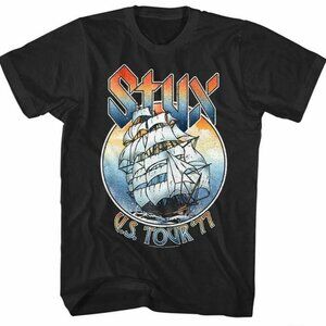 Styx Ship USA 1977 Tour T-Shirt, Men’s Classic Rock Concert Tee 84